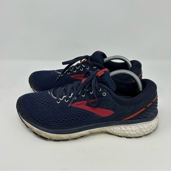 Brooks Ghost 11 Navy Blue with Pink Stripe Lace Up Active Running Shoe Size 10 - Picture 6 of 11